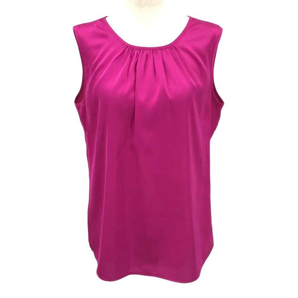 CALVIN KLEIN sz M pink magenta satin sleeveless satin top blouse 20